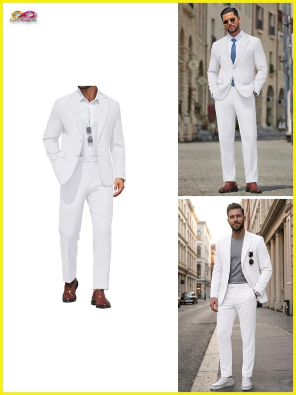 Men's 2 Piece Suit Set Slim Fit Two Button Blazer and Dress Pants Tuxedo for